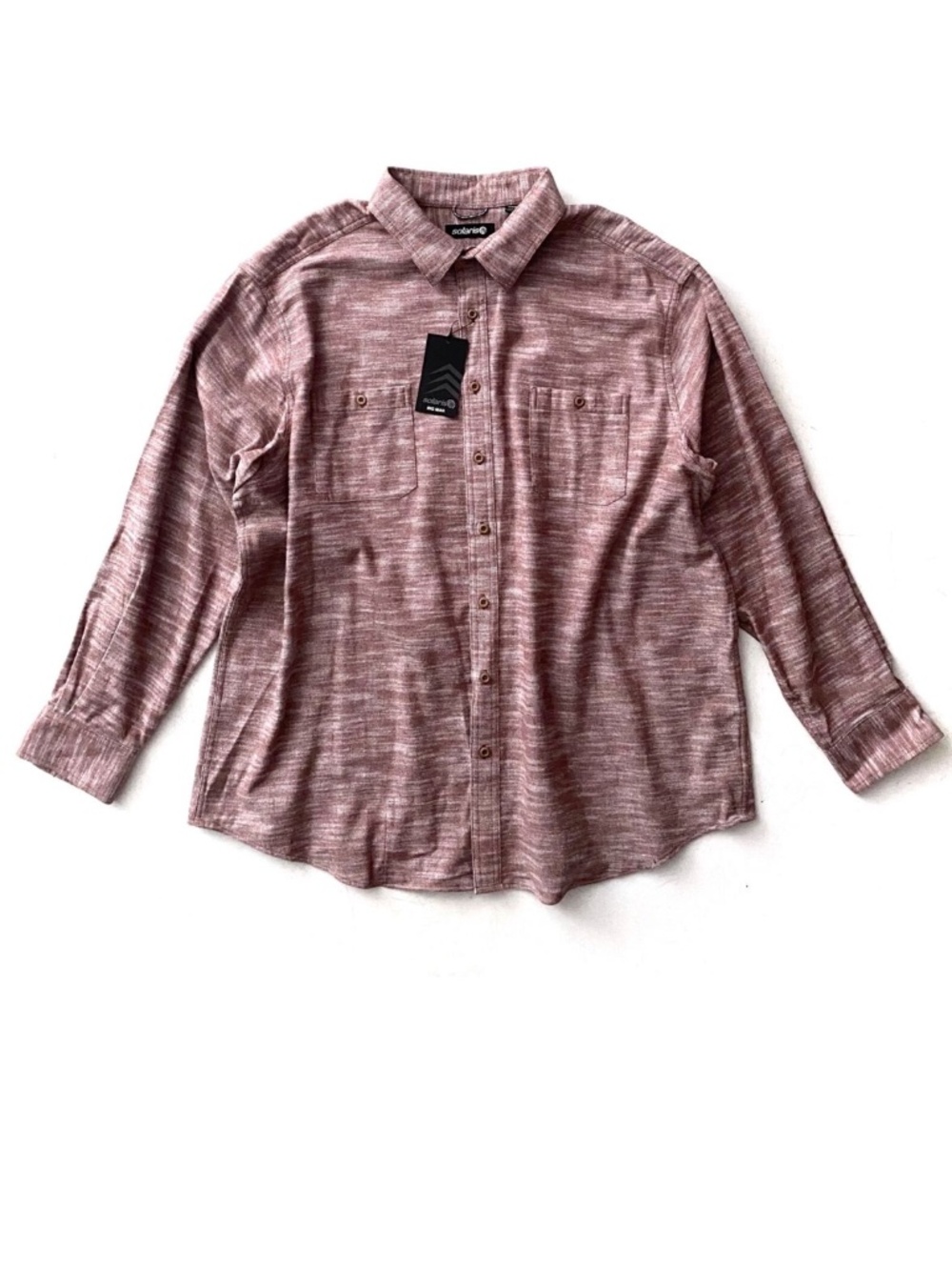 Solaris Shirt Soft Cotton Button Up Long Sleeve Dark Rust Heather